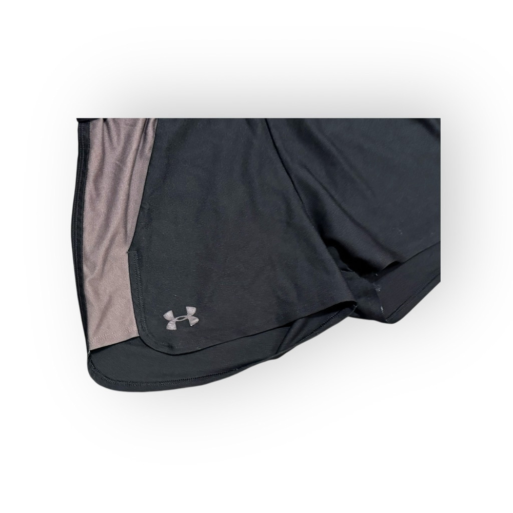 Under Armour Women’s Running Shorts Black/Gray/Purple Logo Sz S - Picture 3 of 6